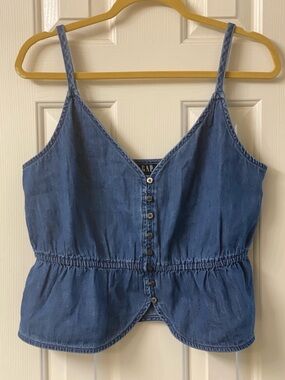 GAP Denim Blue Button-Front Peplum Tank Top Size Medium NWT